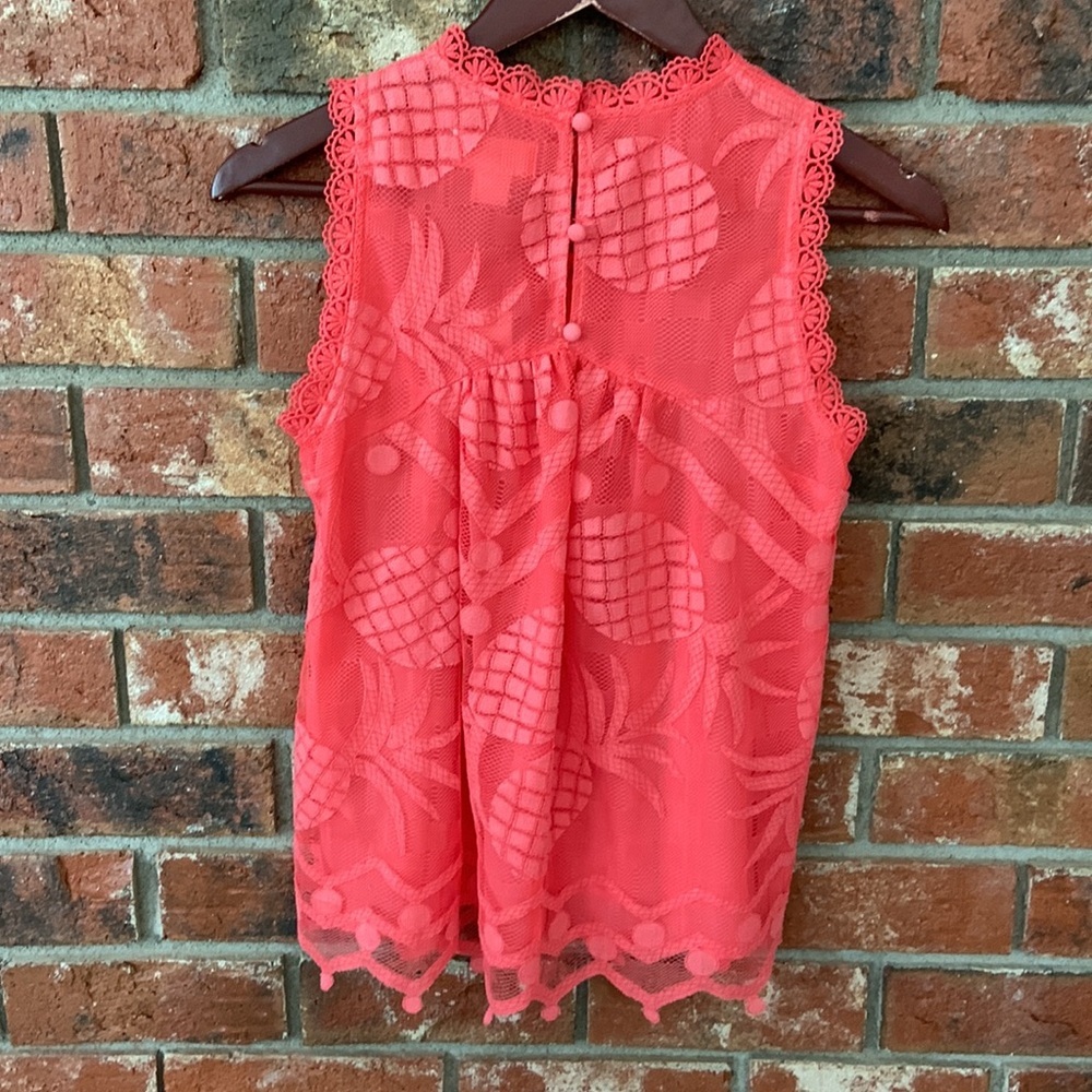 Maeve Coral Pink Sleeveless Lace Blouse - Picture 9 of 11